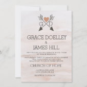 Arrows en Heart Rustic Waterverf Wedding Invite Kaart (Voorkant)