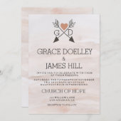 Arrows en Heart Rustic Waterverf Wedding Invite Kaart (Voorkant / Achterkant)