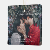 Arrows & Heart First Kerstmis Engaged Foto Keramisch Ornament (Links)