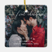 Arrows & Heart First Kerstmis Engaged Foto Keramisch Ornament (Voorkant)