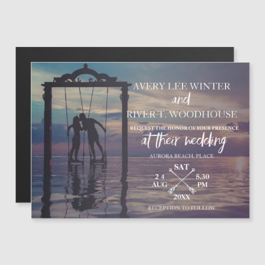 Arrows Photo Card Wedding Invite Magnetische Uitnodiging (Voorkant / Achterkant)