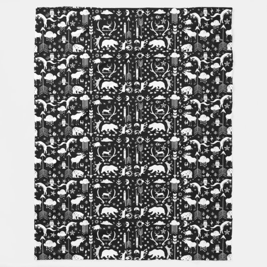 Arrows Rocket Animal Tracks Beer Deer Fox Owl Moon Fleece Deken (Voorkant)