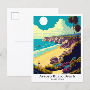 Arroyo Burro Beach California reisillustratie Briefkaart