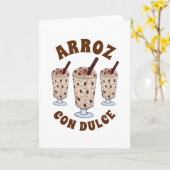 Arroz con Dulce Puerto Ricaanse Kokosrijstpudding Kaart (Gele Bloem)