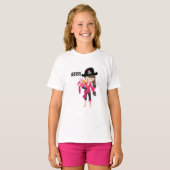 ARRR! Cute Fun Pirate Girl Pink Parrot T-shirt (Voorkant volledig)