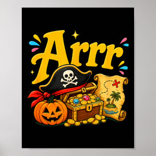 Arrr grappige piraat halloween piraat hoed pompoen poster