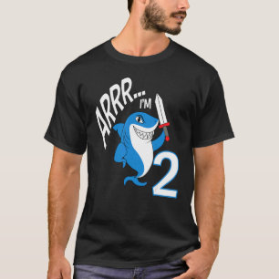 Arrr ik ben 2 haai verjaardag thema bday party cel t-shirt