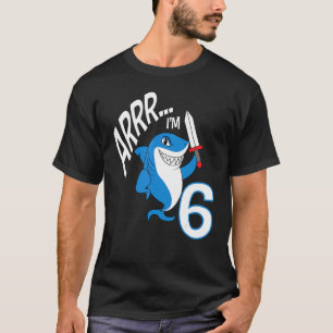 Arrr ik ben 6 haai verjaardag thema bday party cel t-shirt