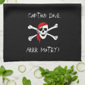 ARRR Kapitein Gepersonaliseerde Piraat Theedoek (Gevouwen)