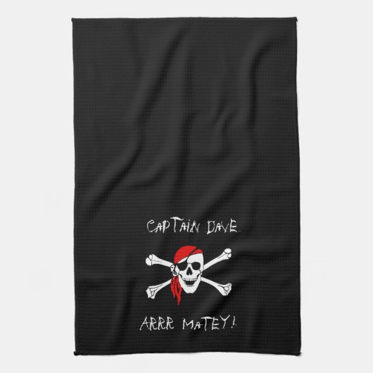 ARRR Kapitein Gepersonaliseerde Piraat Theedoek (Verticaal)
