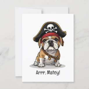 Arrr Maatje Piraat Engelse Bulldog Schedel Kruisbe Briefkaart