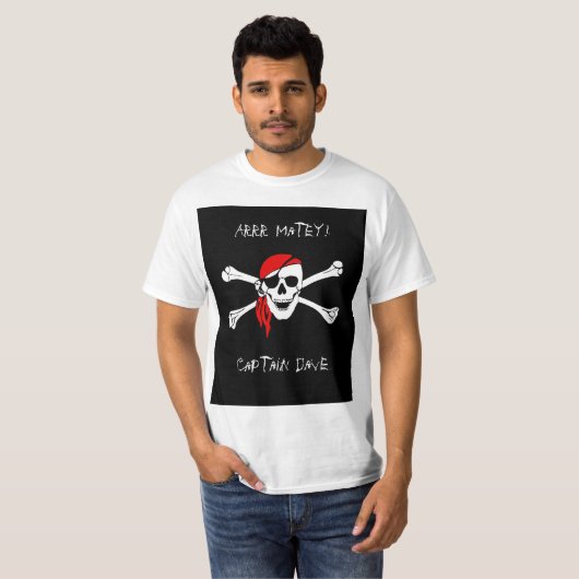 ARRR Matey Custom Pirate Mannen Tshirt Shirt Top (Voorkant volledig)