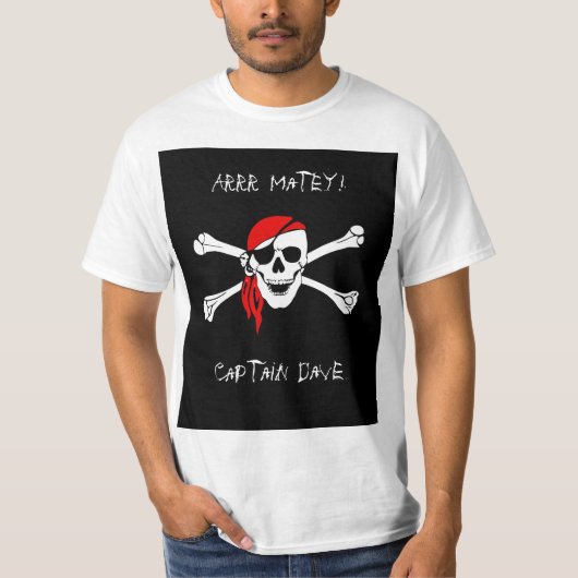 ARRR Matey Custom Pirate Mannen Tshirt Shirt Top (Voorkant)