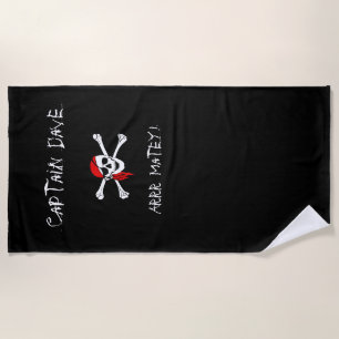 ARRR Matey Specialized Pirate Beach Towel Black Strandlaken