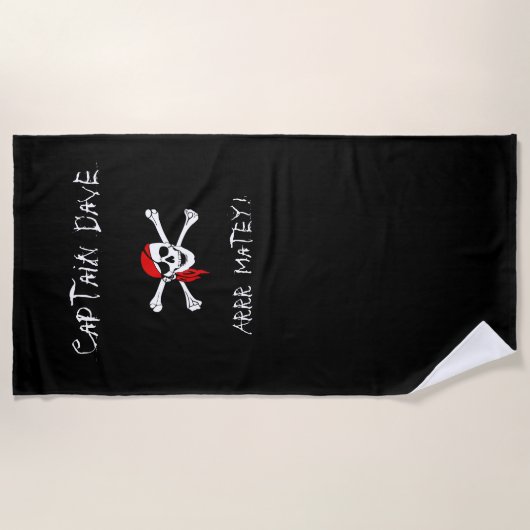 ARRR Matey Specialized Pirate Beach Towel Black Strandlaken (Voorkant)