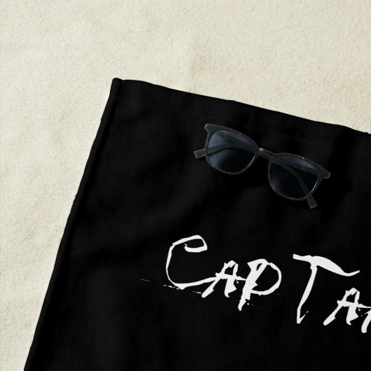 ARRR Matey Specialized Pirate Beach Towel Black Strandlaken (In situ)