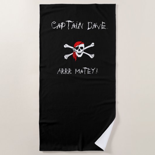 ARRR Matey Specialized Pirate Beach Towel Black Strandlaken (Voorkant)