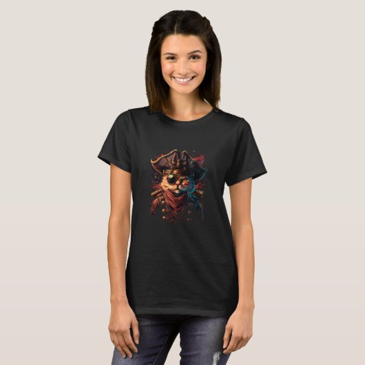 Arrr Meow-ty! Pirate Design with Treasure Chest an T-shirt (Voorkant volledig)