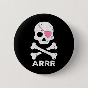 Arrr Pirate Hart Ooglapje Halloween Vrouwen Peuter Ronde Button 5,7 Cm