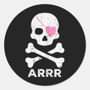 Arrr Pirate Hart Ooglapje Halloween Vrouwen Peuter Ronde Sticker