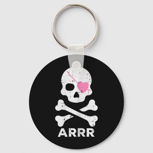 Arrr Pirate Hart Ooglapje Halloween Vrouwen Peuter Sleutelhanger (Voorkant)