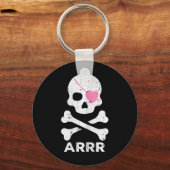 Arrr Pirate Hart Ooglapje Halloween Vrouwen Peuter Sleutelhanger (Voorkant)