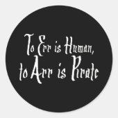 Arrr Pirate Ronde Sticker (Voorkant)