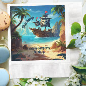 Arrr-some Pirate Island Schip Verjaardag Papier Se Servet