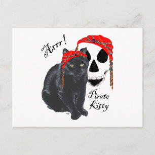 Arrrr! Zwarte Kat Piraat Kitty Briefkaart
