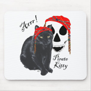 Arrrr! Zwarte Kat Piraat Kitty Muismat