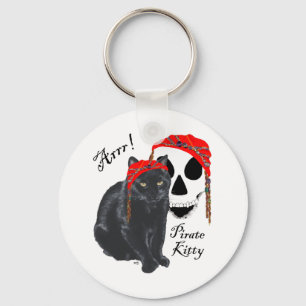 Arrrr! Zwarte Kat Piraat Kitty Sleutelhanger