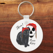 Arrrr! Zwarte Kat Piraat Kitty Sleutelhanger (Voorkant)