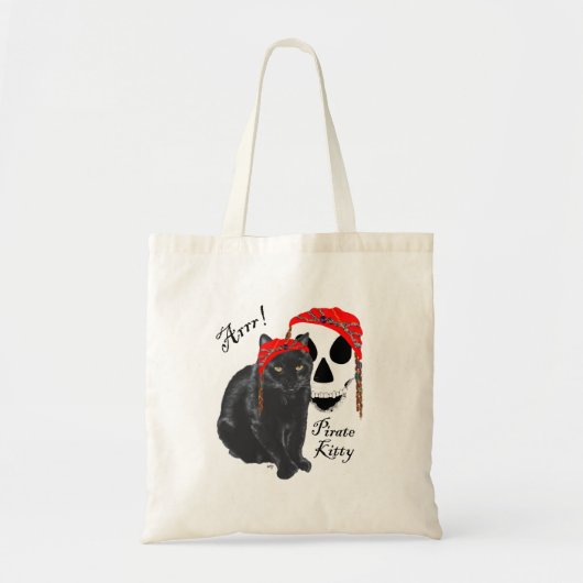 Arrrr! Zwarte Kat Piraat Kitty Tote Bag (Voorkant)