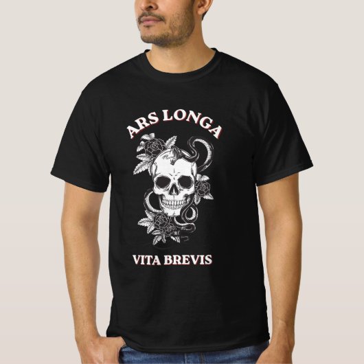 Ars Longa Vita Brevis Schedel & Slang T-Shirt (Voorkant)