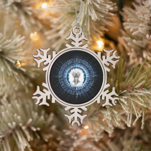 Arsencia Etheral Silver Light Fractal Art Tin Sneeuwvlok Ornament (Boom)