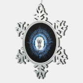 Arsencia Etheral Silver Light Fractal Art Tin Sneeuwvlok Ornament (Rechts)