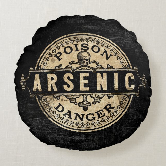 Arsenic  Style Poison Label Rond Kussen (Voorkant)