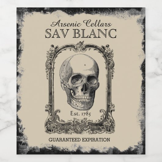 Arsenicummers Sav Blanc Halloween Wine Label Wijn Etiket (Enkel label)