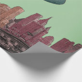 ART 1930'S BLIMP NEW YORK CITY SKYLINE JOUW TEKST CADEAUPAPIER (Hoek)