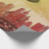 ART 1930'S BLIMP NEW YORK CITY SKYLINE JOUW TEKST CADEAUPAPIER (Hoek)