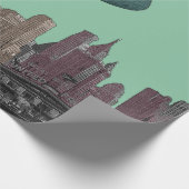 ART 1930'S BLIMP NEW YORK CITY SKYLINE JOUW TEKST CADEAUPAPIER (Hoek)