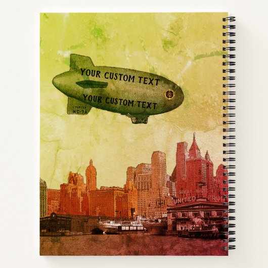 ART 1930'S BLIMP NEW YORK CITY SKYLINE JOUW TEKST NOTITIEBOEK (Achterkant)