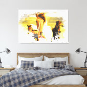 *~* Art 3 Paarden - Mustangs Mountains AR22 Paarda Canvas Afdruk (Insitu (Slaapkamer))