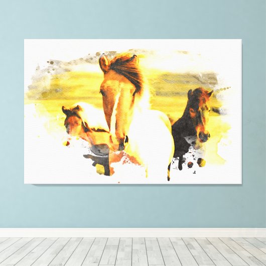 *~* Art 3 Paarden - Mustangs Mountains AR22 Paarda Canvas Afdruk (Insitu (Houten vloer))