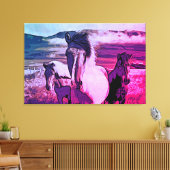 *~* Art 3 Paarden - Mustangs Mountains Equine AR22 Canvas Afdruk (Insitu (Woonkamer))