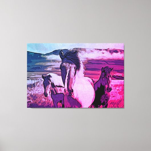 *~* Art 3 Paarden - Mustangs Mountains Equine AR22 Canvas Afdruk (Voorkant)