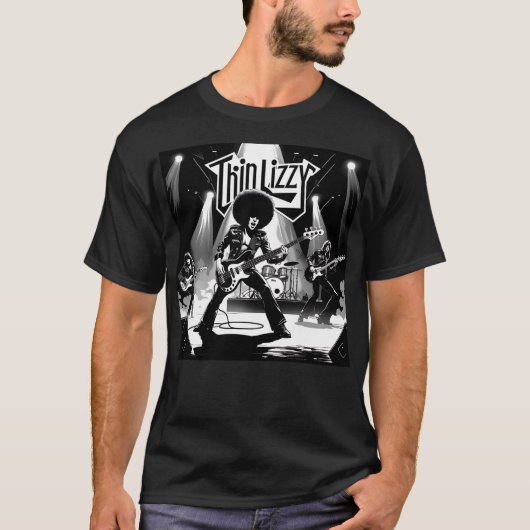 Art 70s Cold Sweat LIZZY Hard Rock Band T-shirt (Voorkant)