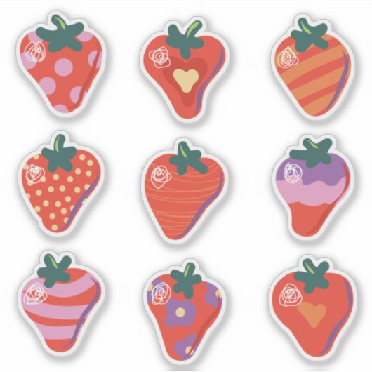 Art Aardbeien Custom-Cut Vinyl Sticker (Voorkant)