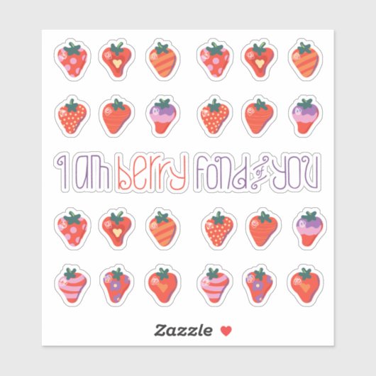 Art Aardbeien Kleine aangepaste gesneden vinyl Sti Sticker (Vel)