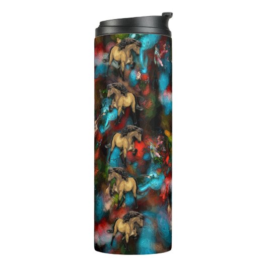 Art Abstract IJslands pony Thermosbeker (Gedraaid links)